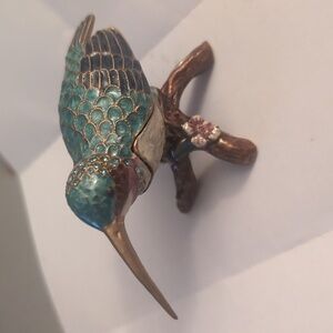 Elegant Hummingbird Figurine - Green and Brown